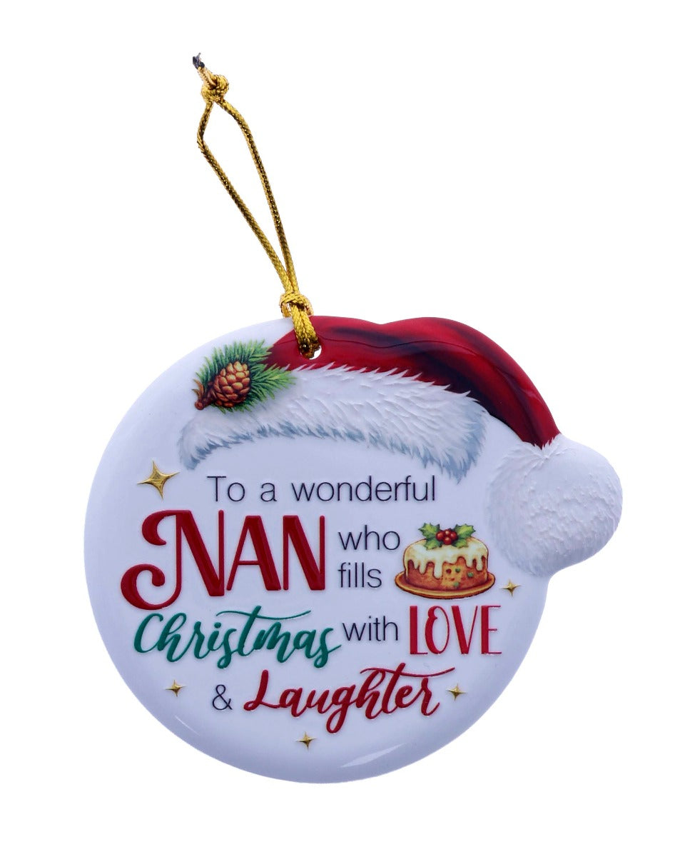 Family Friends House Christmas Sentiments Hanging Ceramic Plaque