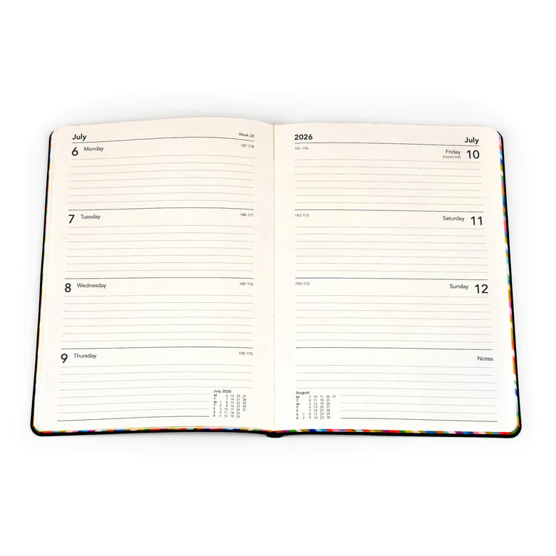 New Collins Edge Rainbow Calendar Year 2026 Diary/Planner – Week to View – A5 Soft Cover