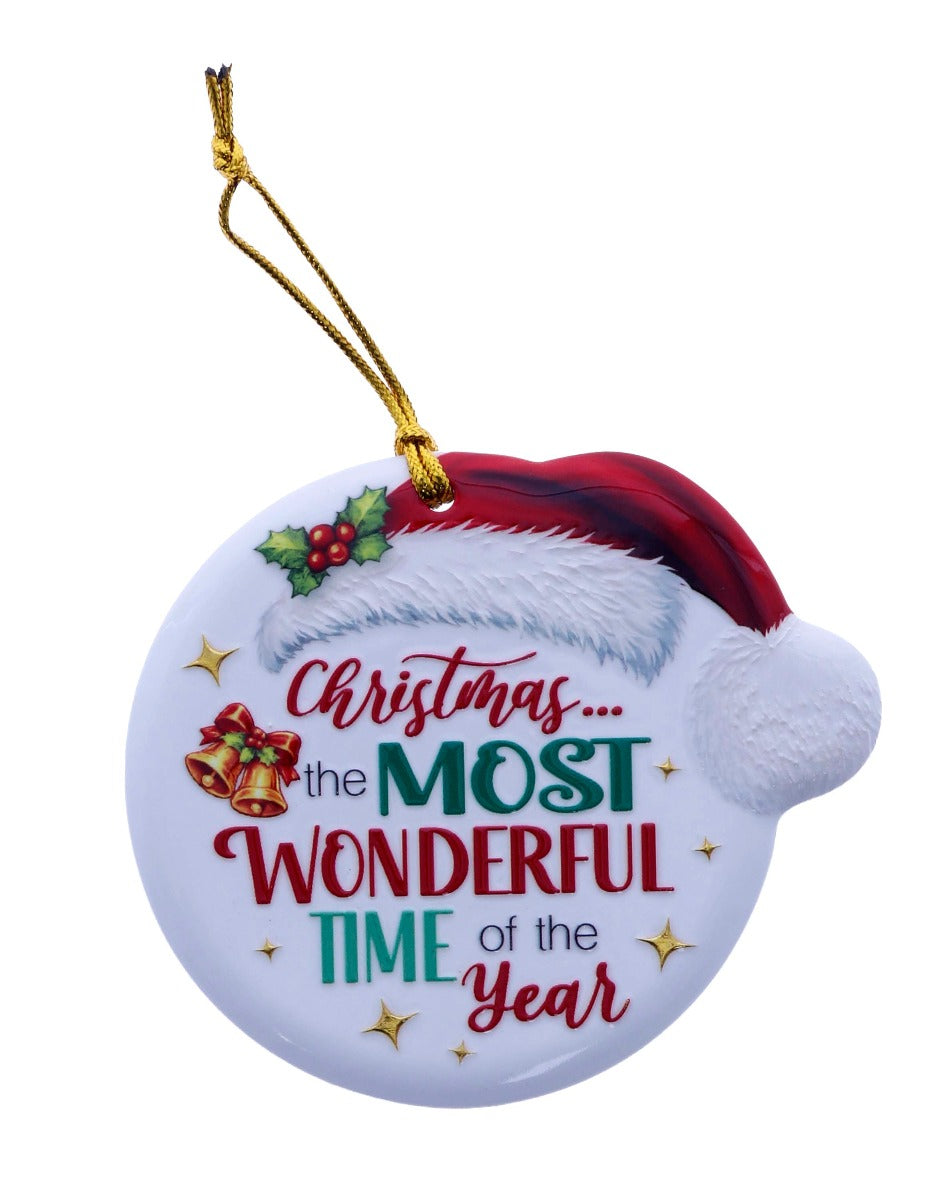 Family Friends House Christmas Sentiments Hanging Ceramic Plaque