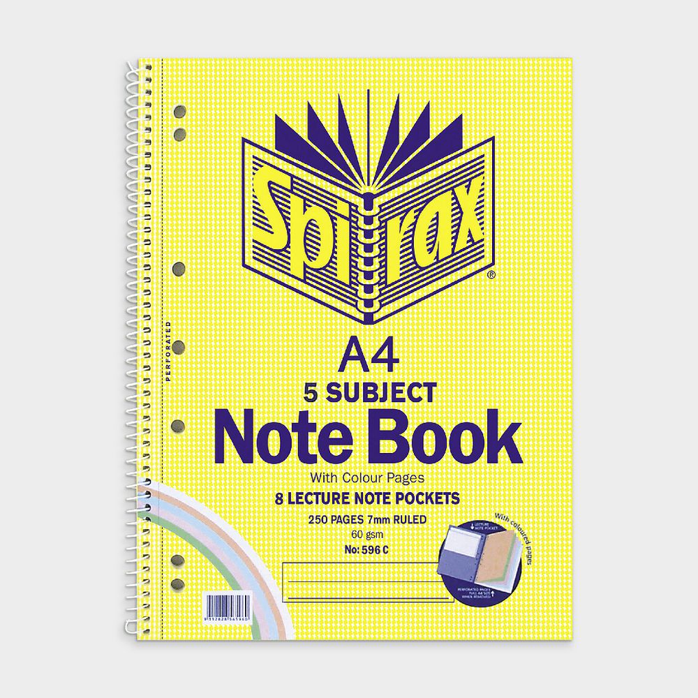 Spirax No. 596C A4 5 Subject Notebook 250 Page