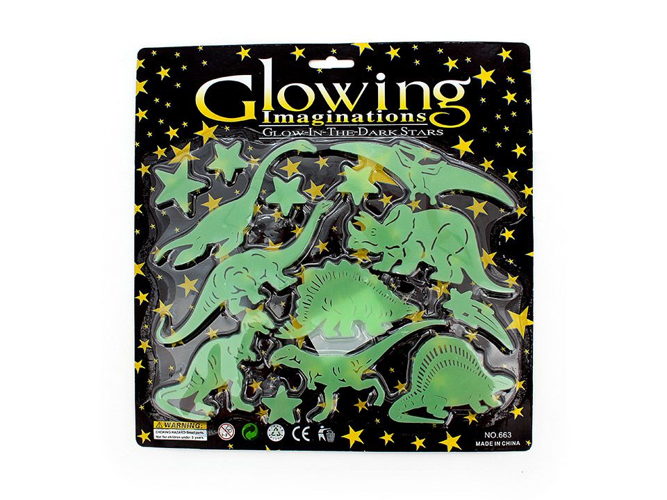Glowing Imaginations glow in the dark dinosaur and star decorations in packaging