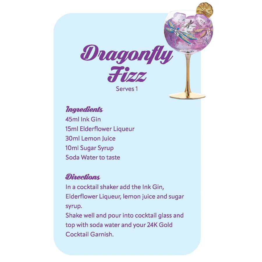 Lisa Pollock Golden Glamour Glass – Lavender Dragonflies