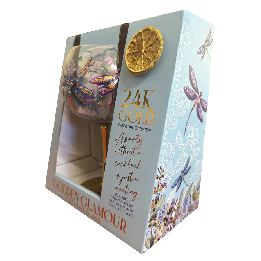 Lisa Pollock Golden Glamour Glass – Lavender Dragonflies