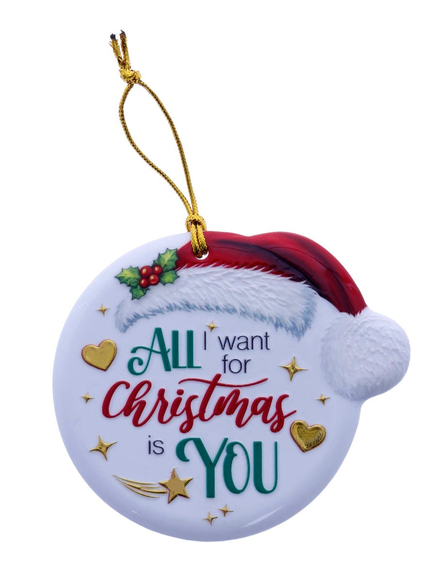 Family Friends House Christmas Sentiments Hanging Ceramic Plaque