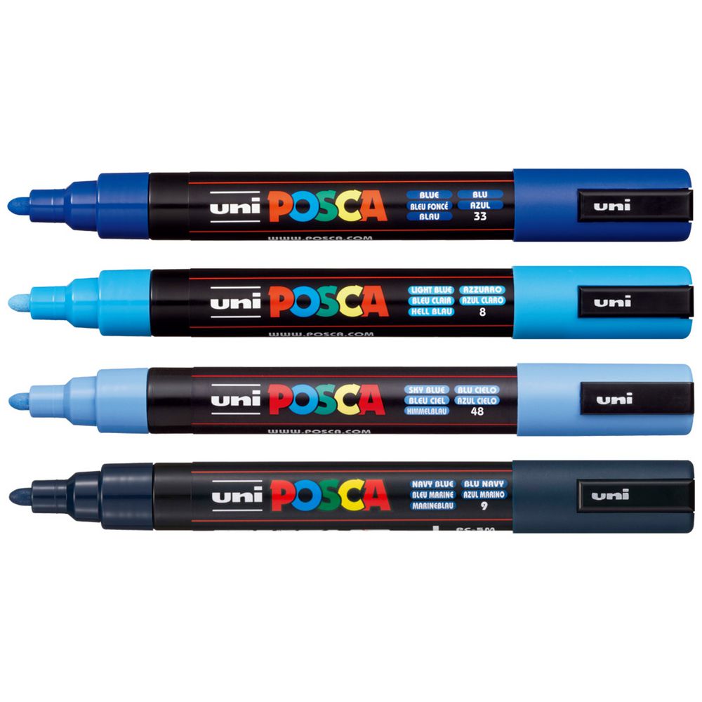 POSCA PC-5M Paint Markers - 4 Shades of Blue
