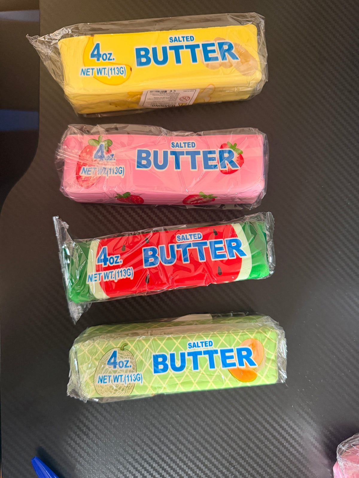 Fruit Butter Squishy Toy - banana, strawberry, watermelon, melon four pack