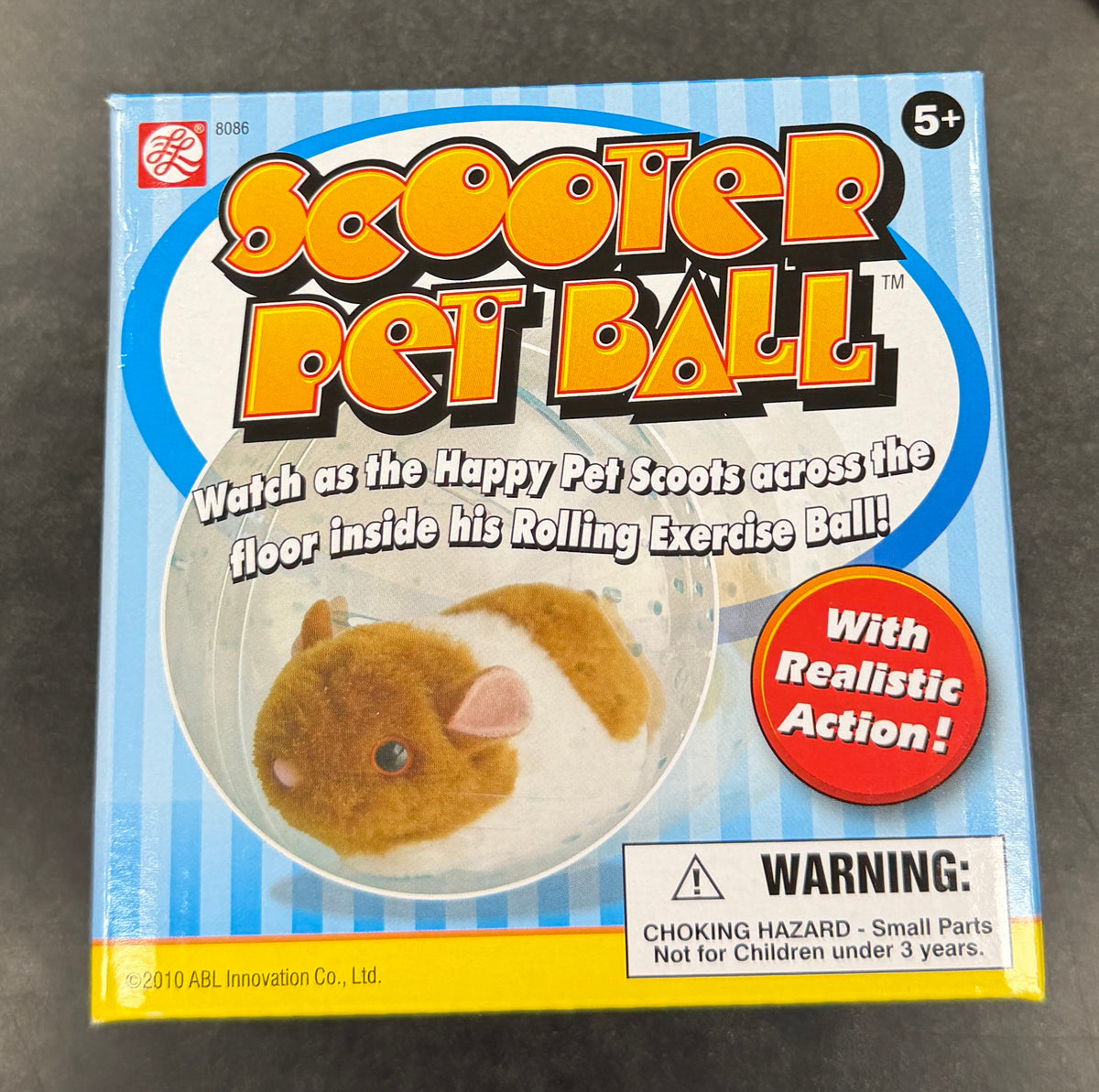 Scooter Pet Ball front packaging showing hamster and age 5 plus recommendation