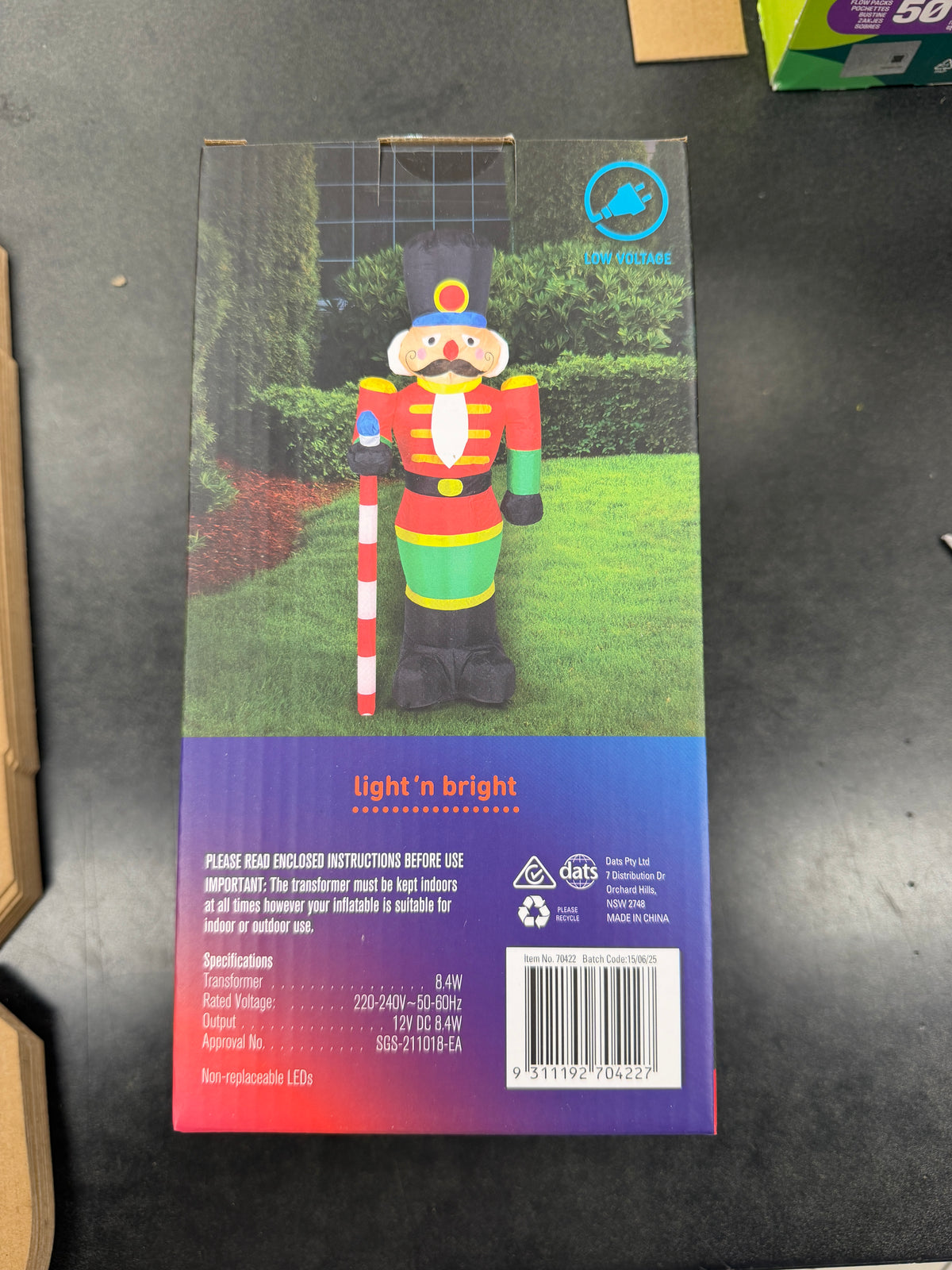 Light'n Bright Inflatable Nutcracker 1.2m – Self Inflating with 4 LEDs