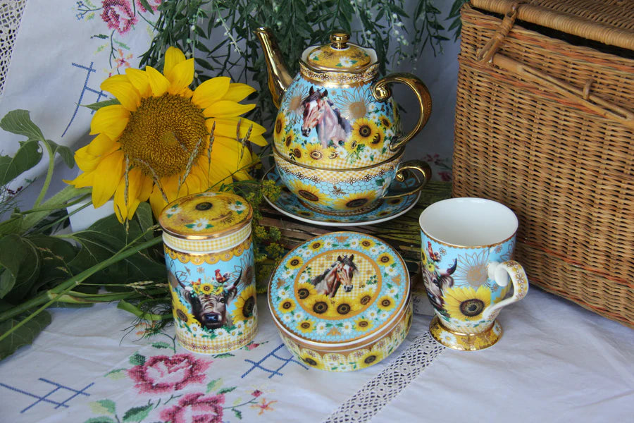 Tea for One - Country Collection By Lisa Pollock Tea Cup Saucer & Teapot Set Gift for her