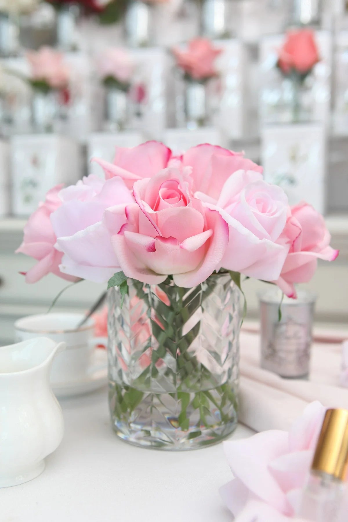 Cote Noire Herringbone Flower - Mixed Rose Buds - Clear - HCF09