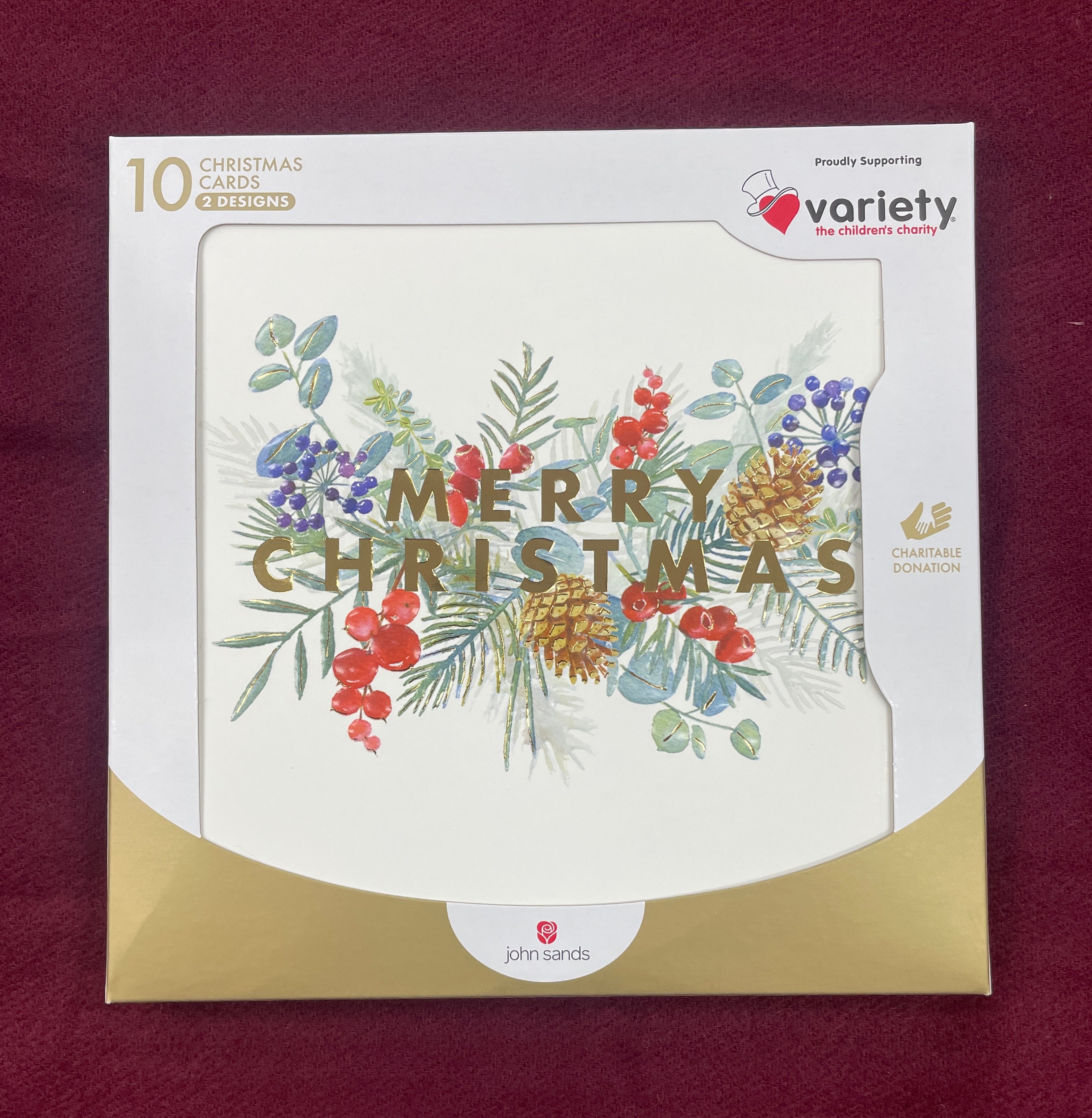 John Sands Christmas Cards - Festive Foliage Pack (10 Cards, 2 Designs)