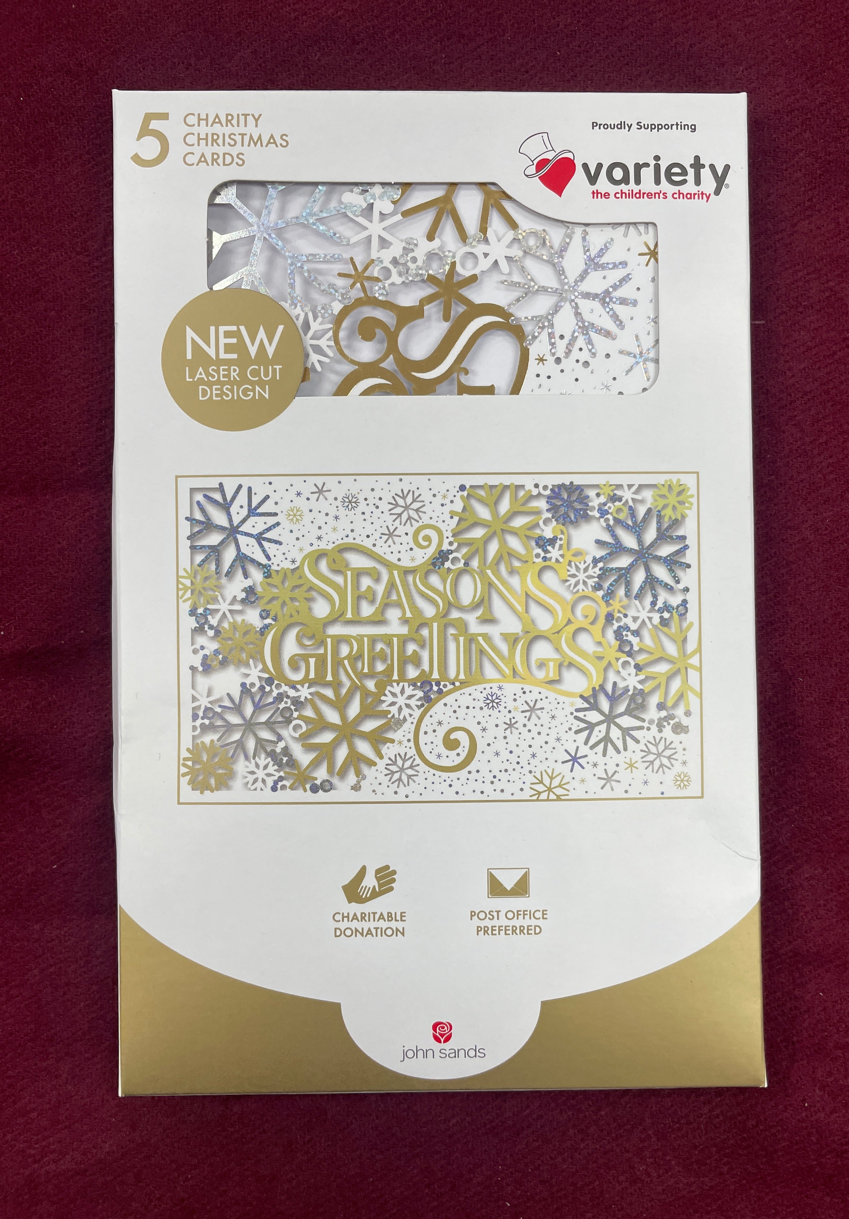 John Sands Charity Christmas Cards - Laser Cut Snowflakes (5 Cards)