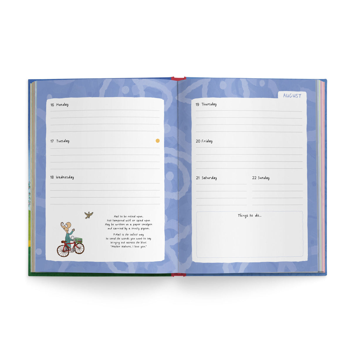 Open Leunig 2027 Diary showing illustrated notes pages