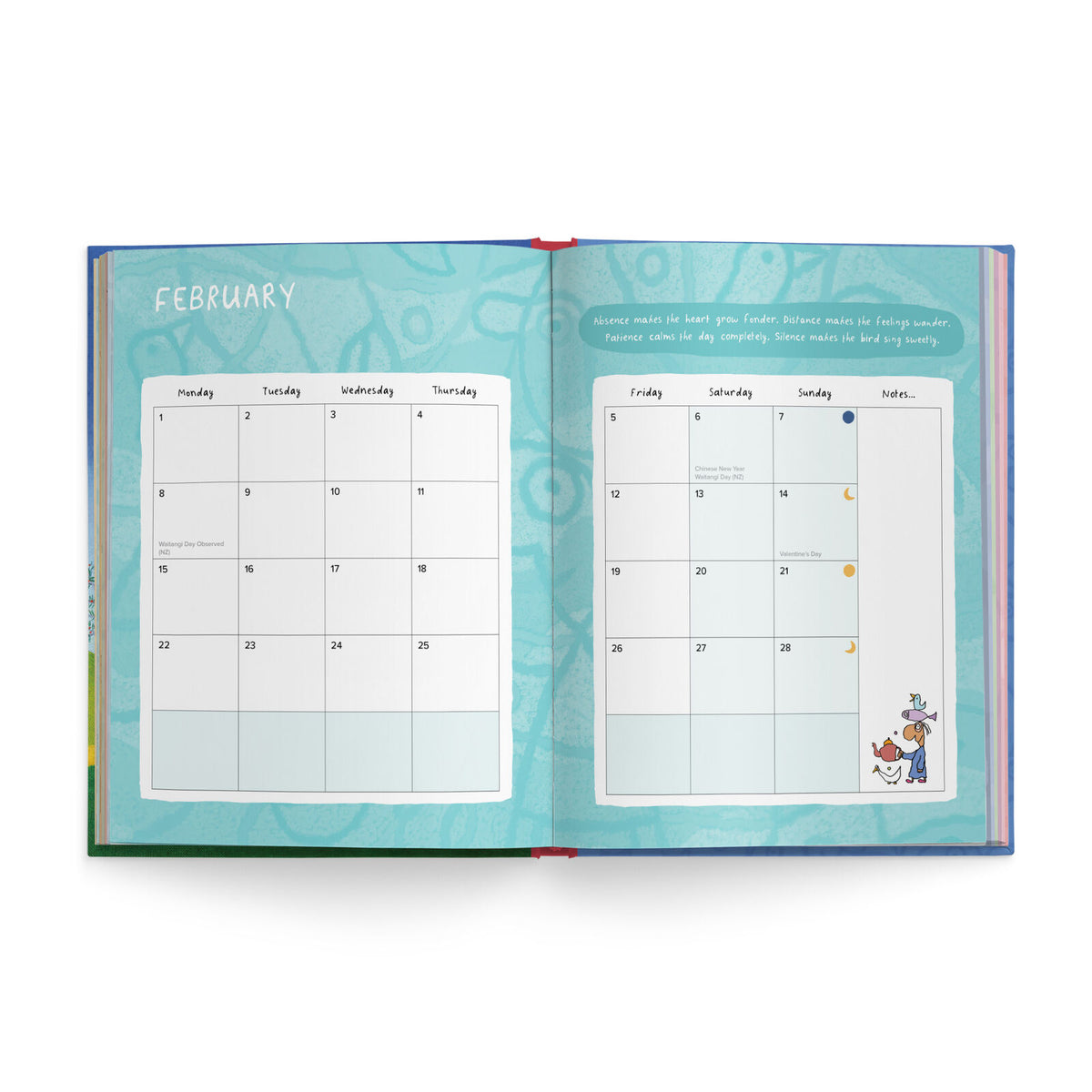 Open Leunig 2027 Diary showing 2027 and 2028 year-at-a-glance calendars