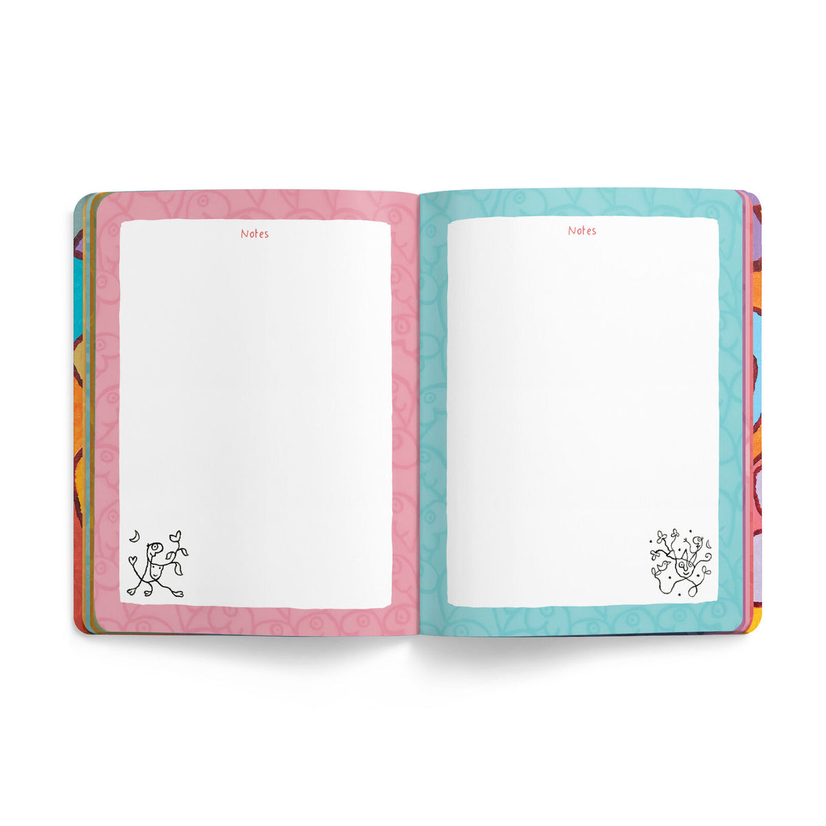 Open Leunig Fresh Words Daily Journal showing colourful notes pages