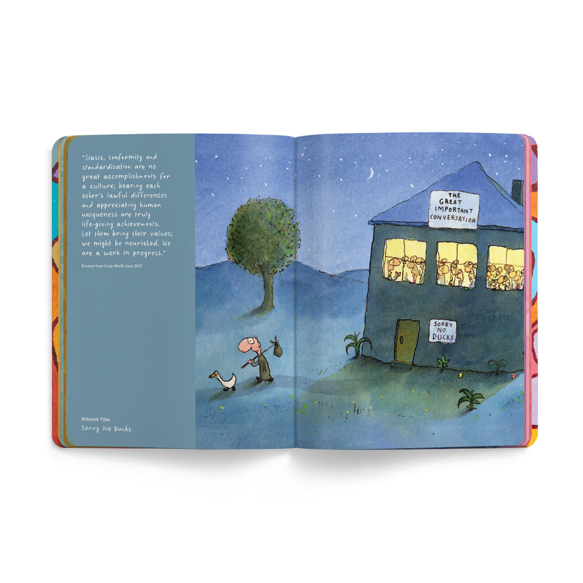 Front cover of the Leunig Fresh Words Daily illustrated soft cover journal