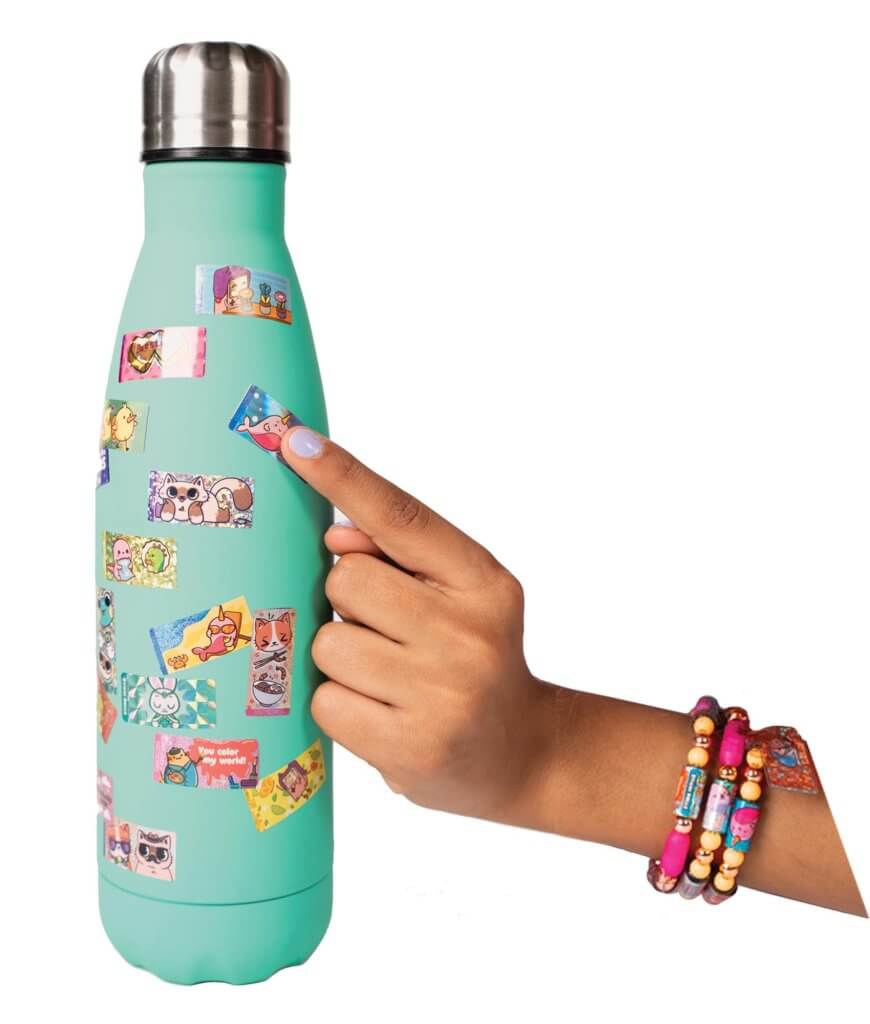 Sticki Rolls Sticki Station, 320 Kawaii-themed Stickers, 144 colorful beads, 2 necklace pendants