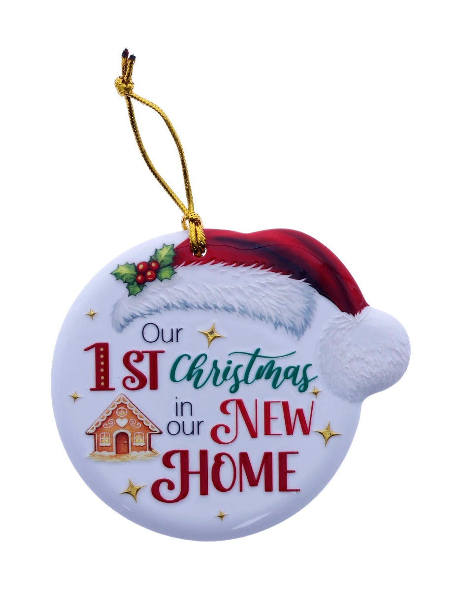 Family Friends House Christmas Sentiments Hanging Ceramic Plaque