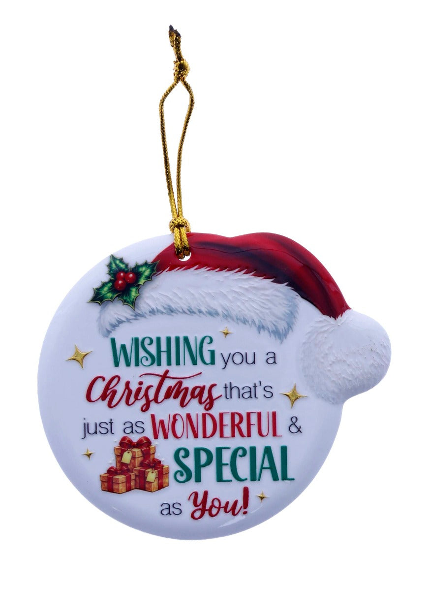 Family Friends House Christmas Sentiments Hanging Ceramic Plaque