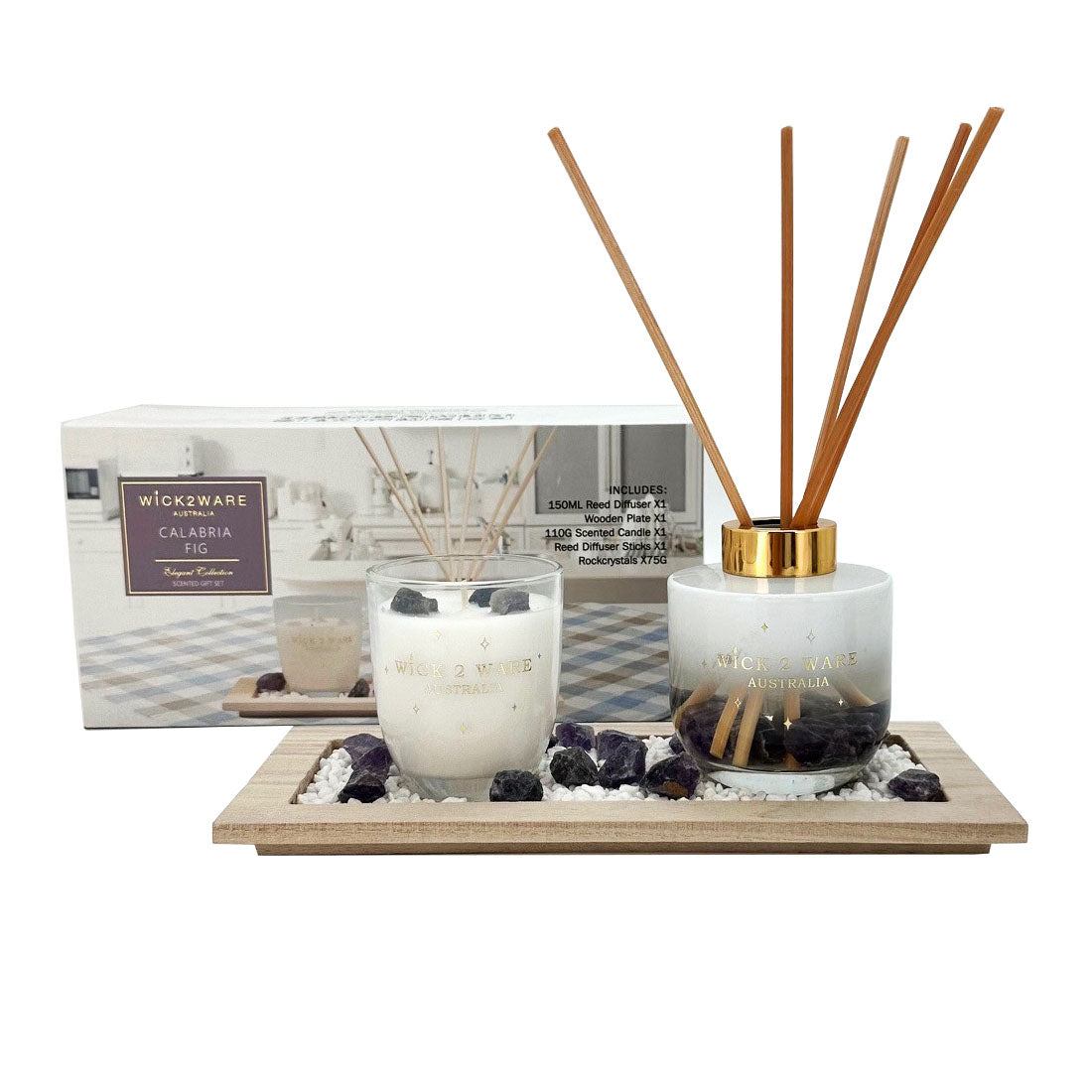 Wick 2 Ware Scented Gift Set – Candle & Diffuser | Calabria Fig