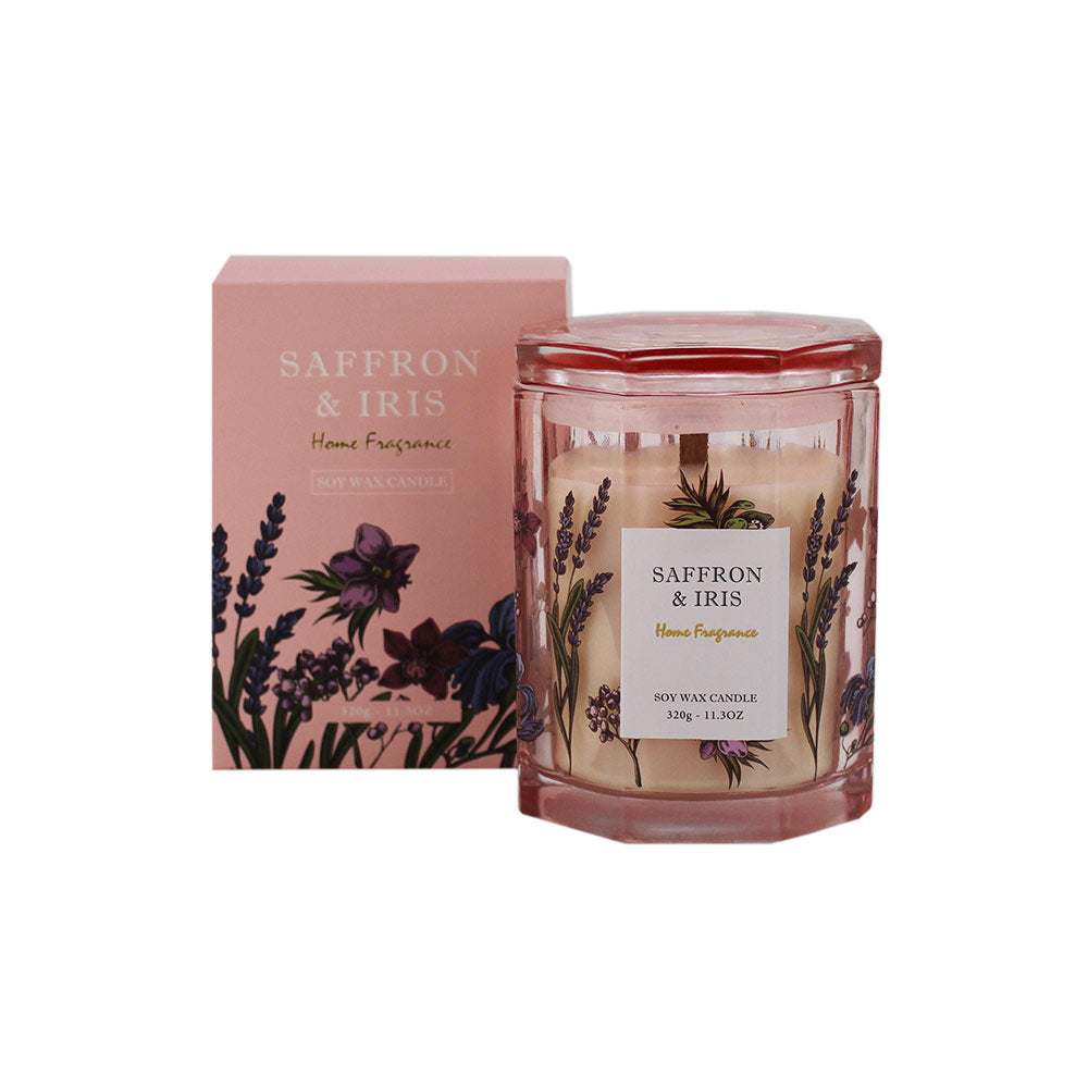 Home Fragrance Candle Jar 320g – Saffron & Iris