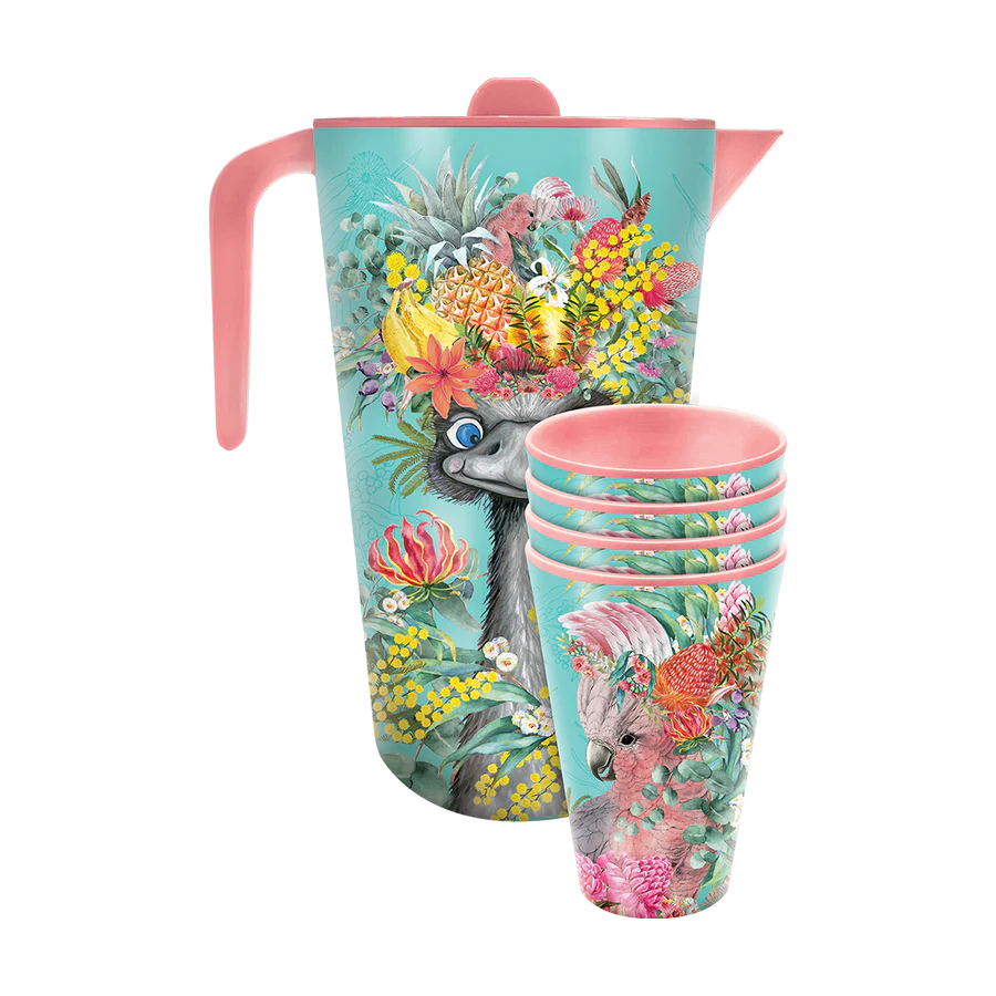 Lisa Pollock Melamine Jug & Cup Set – Aussie Animals Design