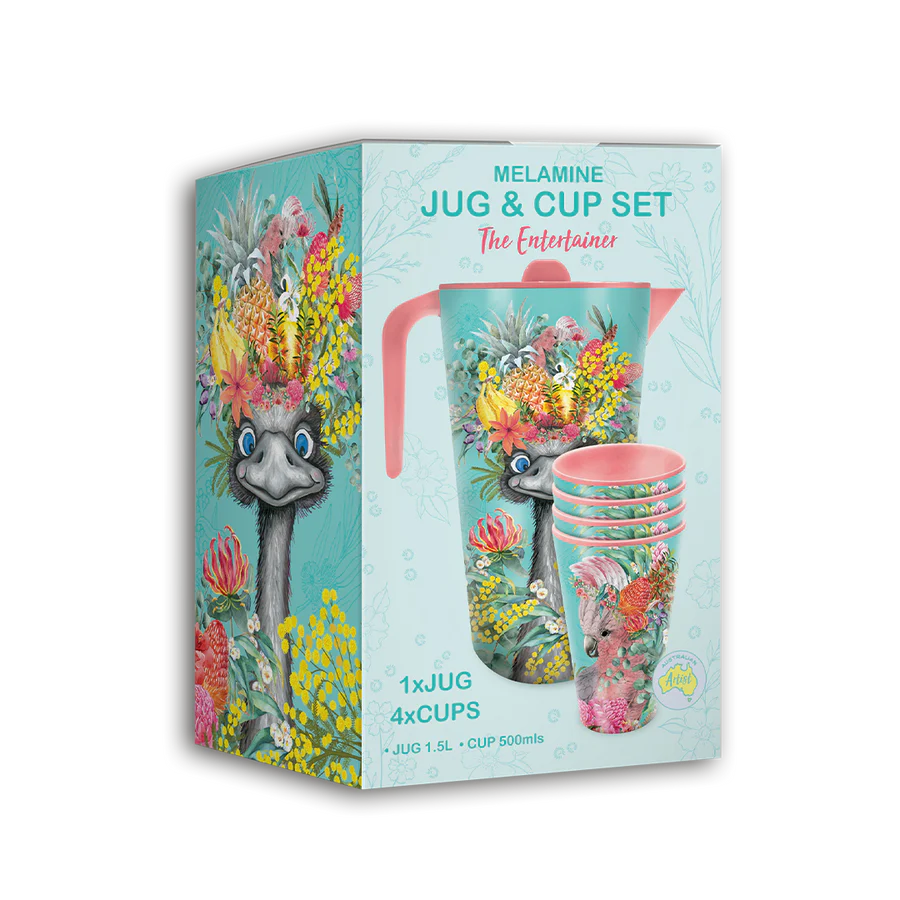 Lisa Pollock Melamine Jug & Cup Set – Aussie Animals Design