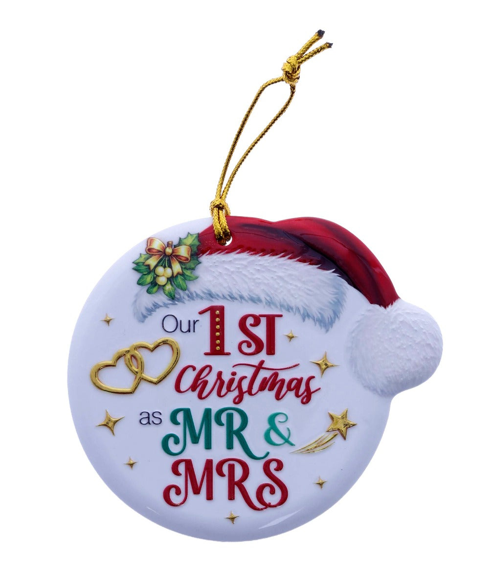 Family Friends House Christmas Sentiments Hanging Ceramic Plaque