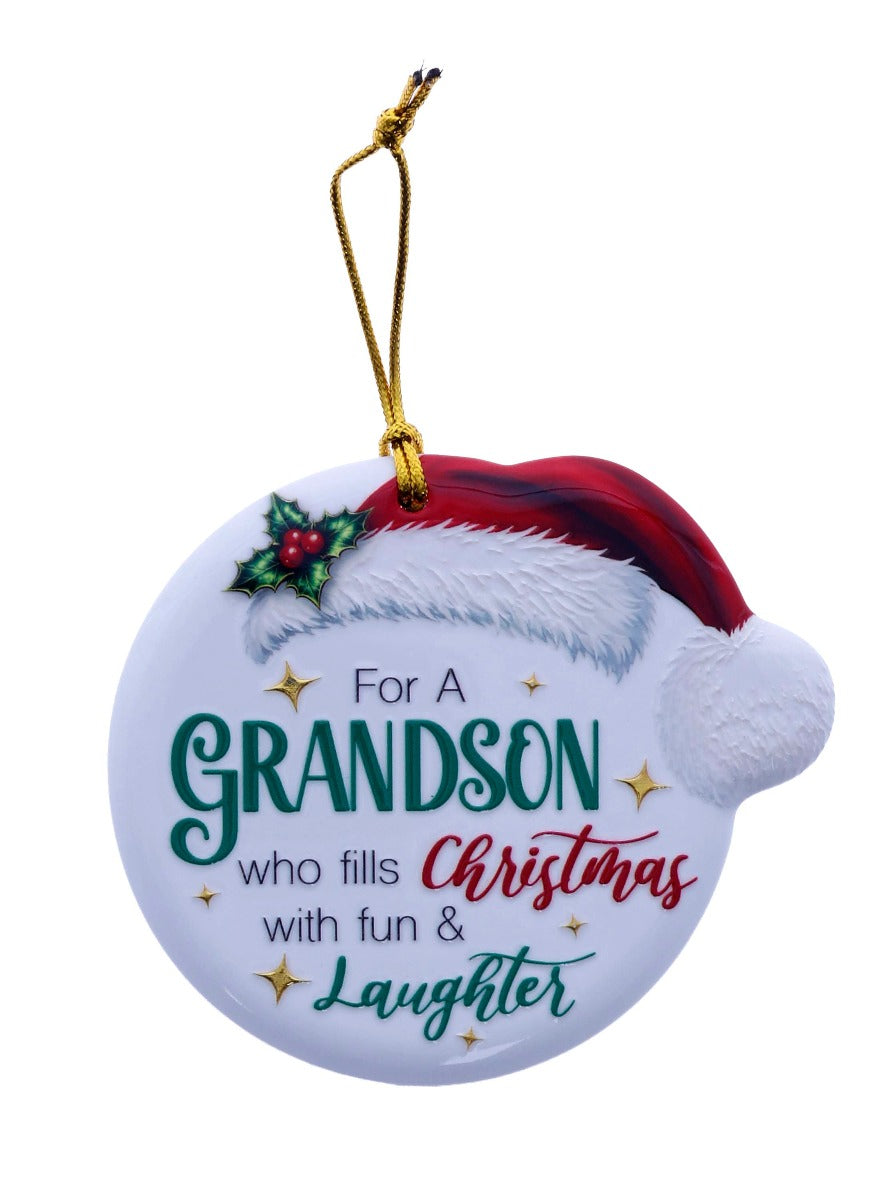 Family Friends House Christmas Sentiments Hanging Ceramic Plaque
