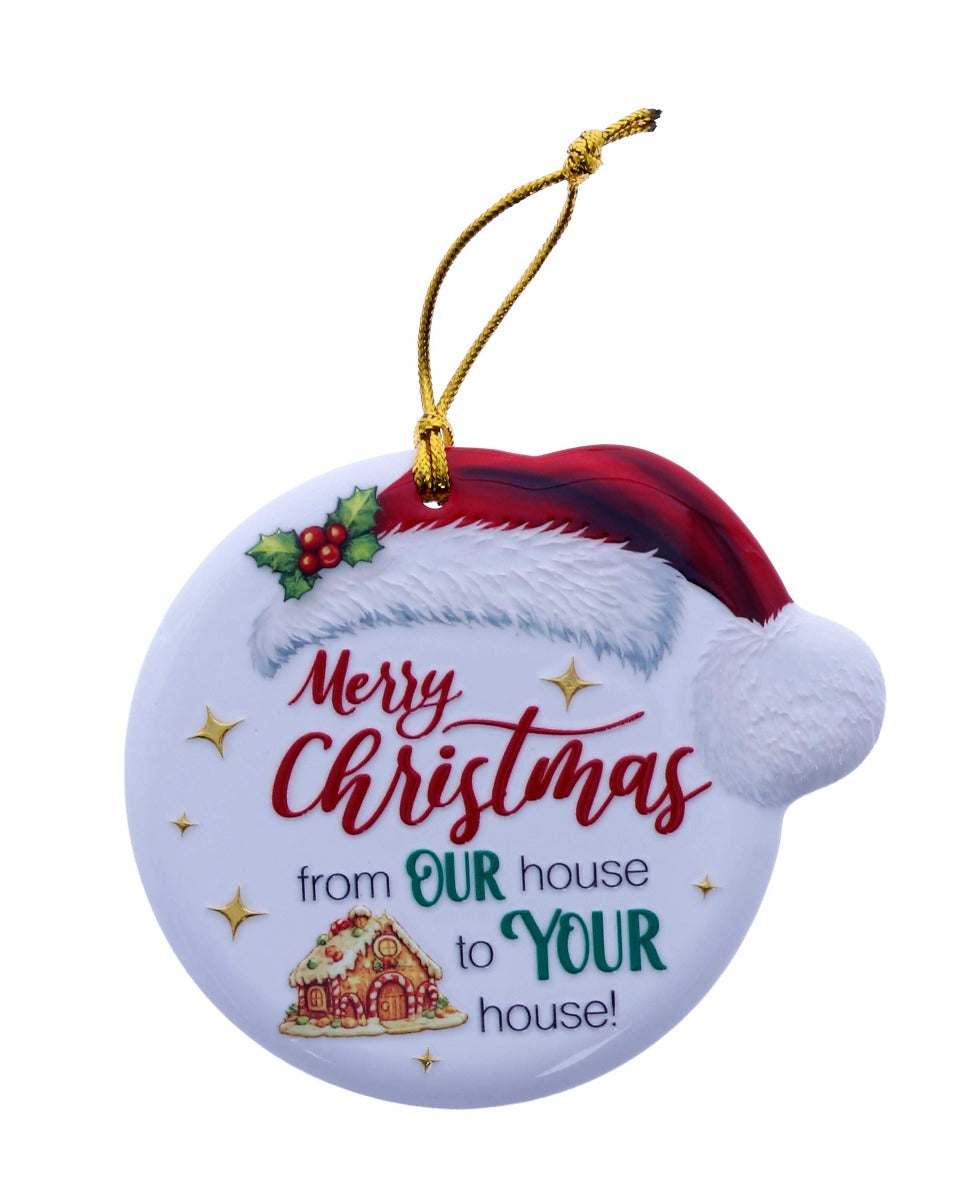Family Friends House Christmas Sentiments Hanging Ceramic Plaque