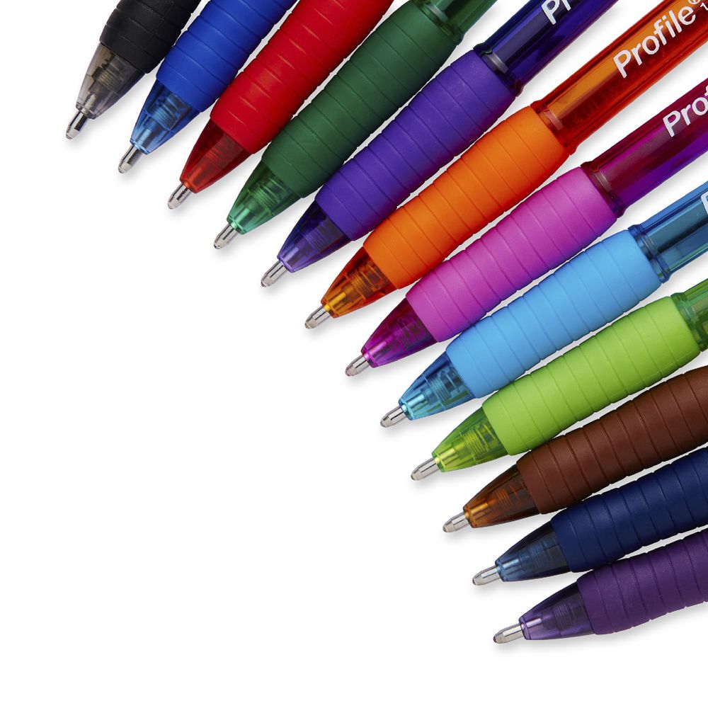 Paper Mate Profile Retractable Ballpoint Pens packaging back with product details