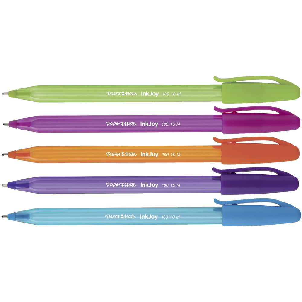 Paper Mate InkJoy 100 Ballpoint Pens - 10 pens fanned out