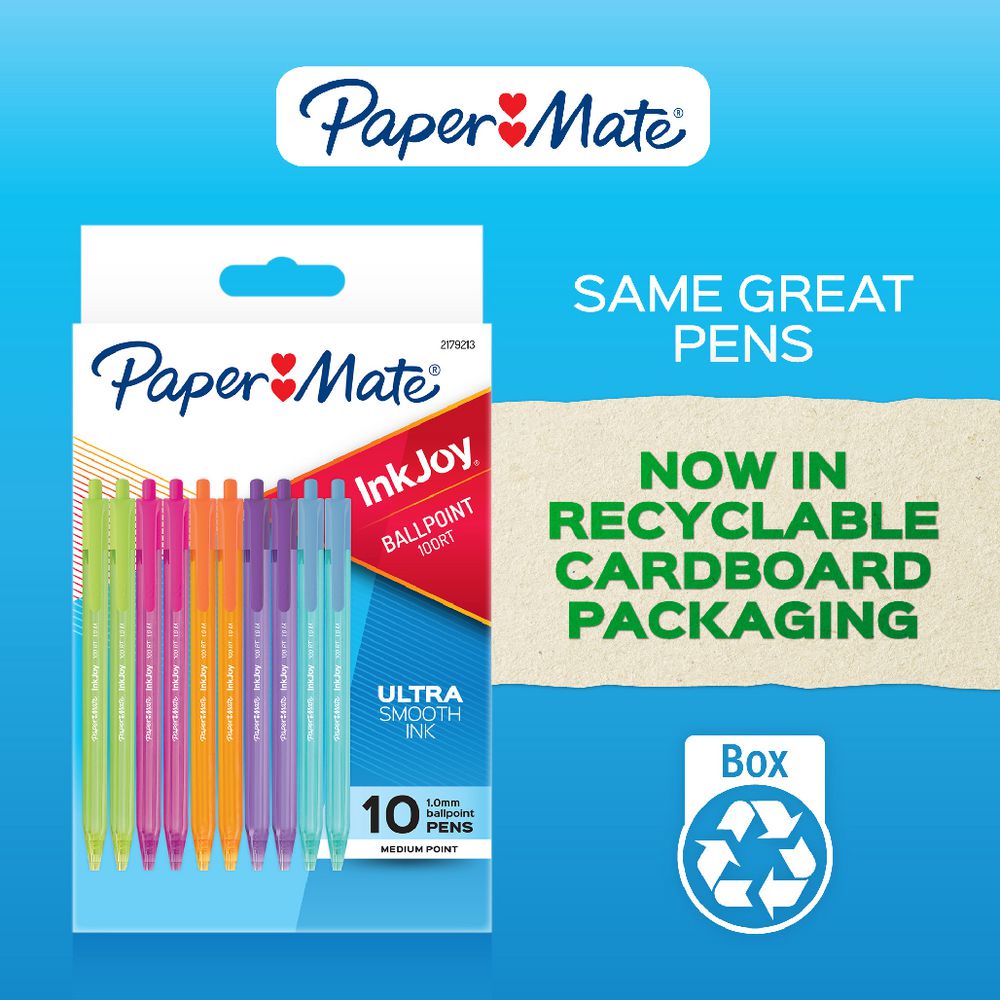 Paper Mate InkJoy 100 Ballpoint Pens - packaging side view