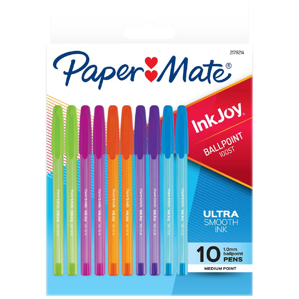 Paper Mate InkJoy 100 Ballpoint Pens Fashion Assorted 10 Pack - packaging front