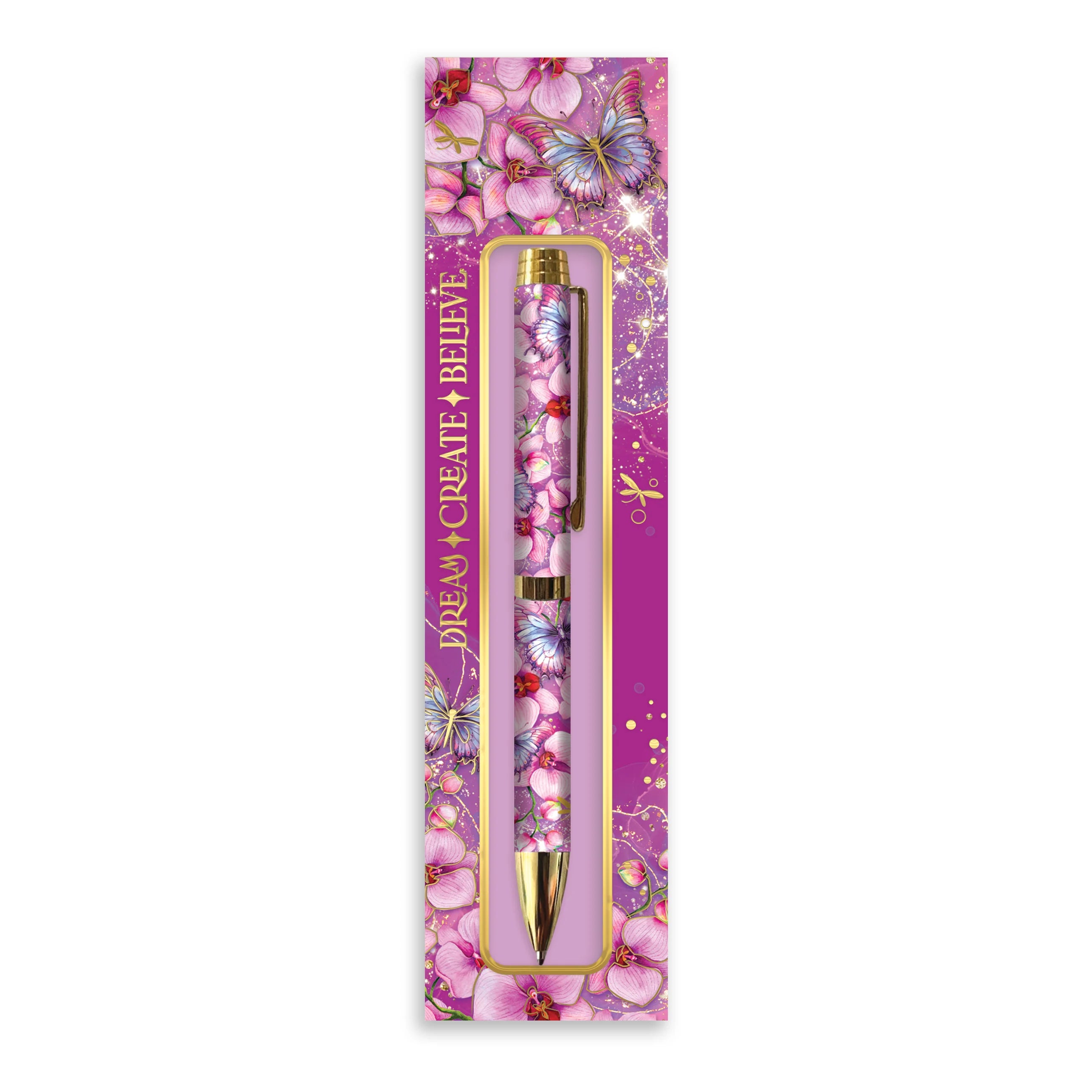 Lisa Pollock Designer Pen - Butterfly Orchid Premium Ballpoint Pen in a Box