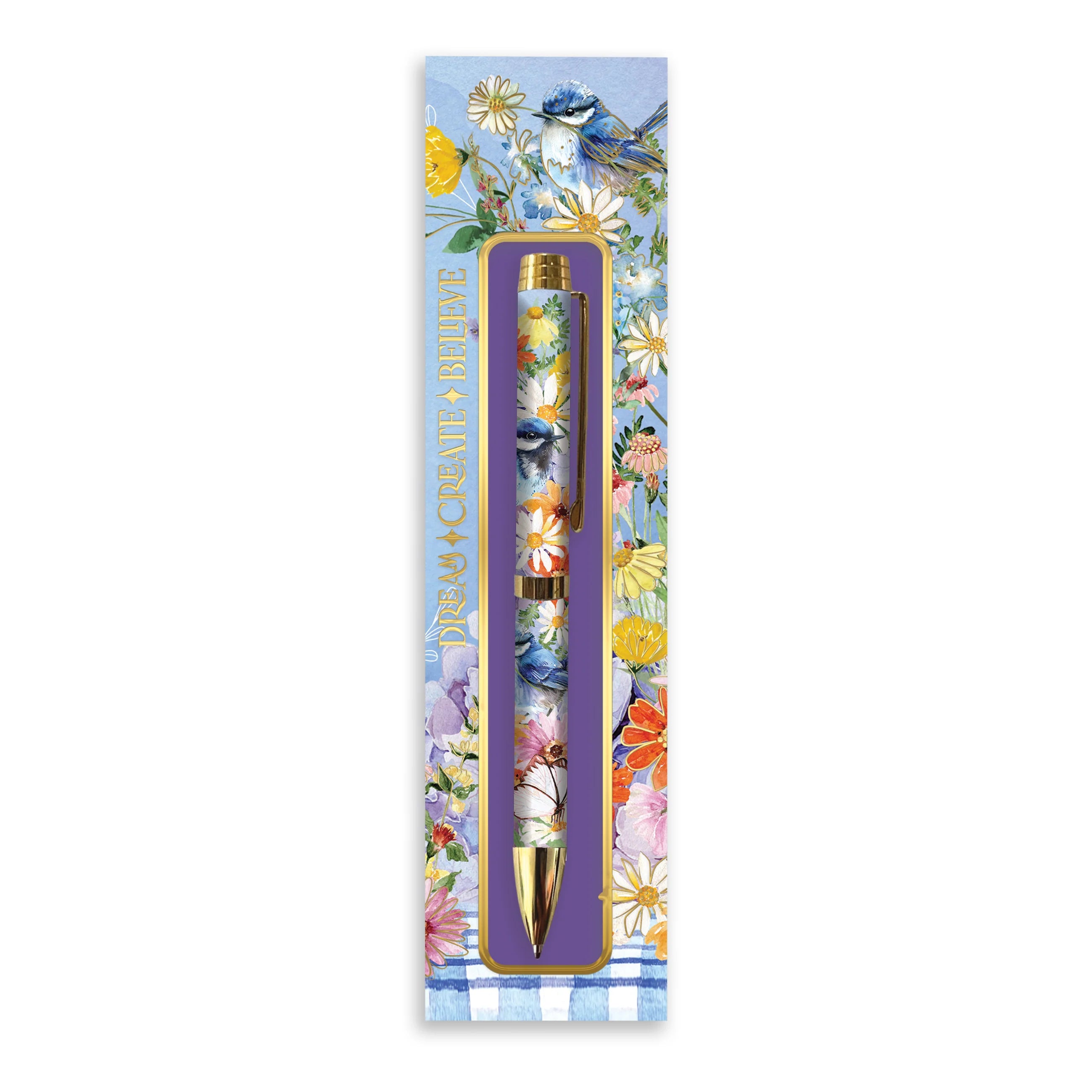 Lisa Pollock Designer Pen - Tea Time Wrens Premium Ballpoint Pen in a Box