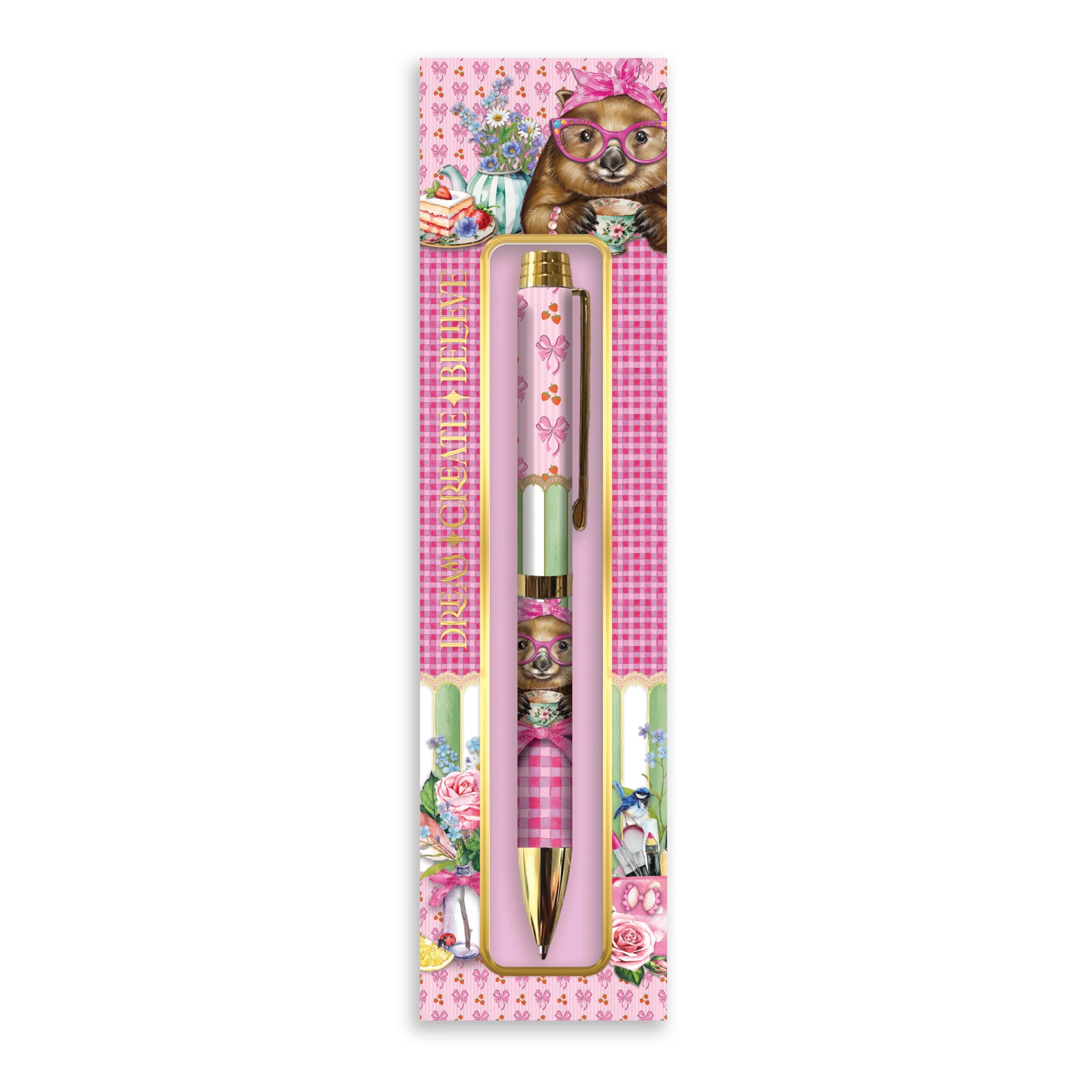 Lisa Pollock Designer Pen - Wonda Wombat Premium Ballpoint Pen in a Box