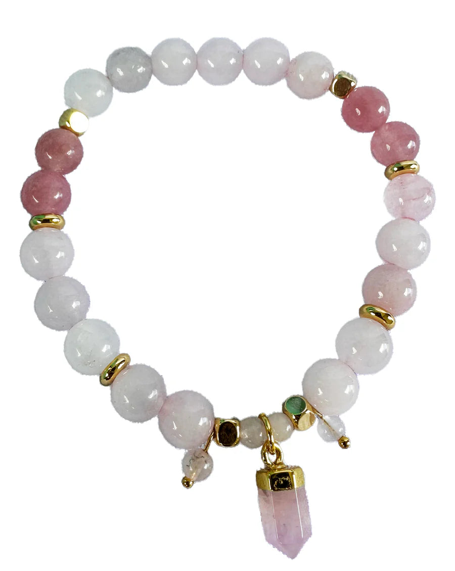 Rose Quartz Crystal Bracelet by Lisa Pollock - Art from the Heart -Rose Quartz Unconditional Love