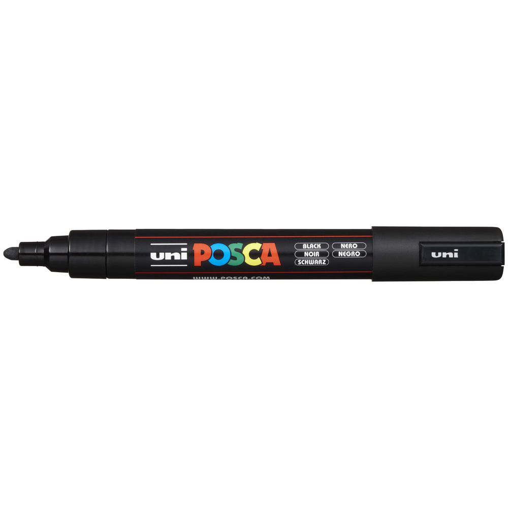 POSCA PC-5M white paint marker side view showing uni POSCA branding and White label