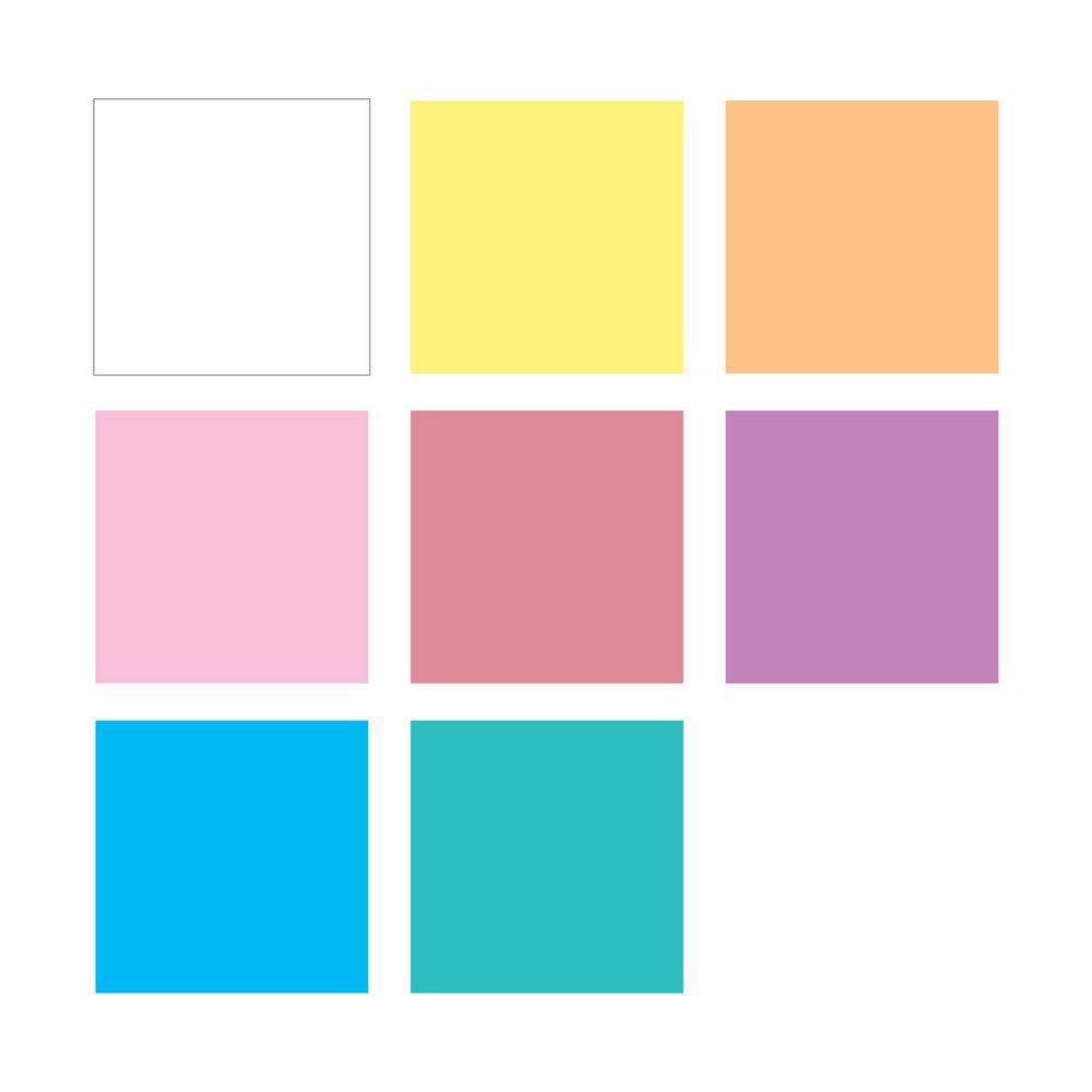 POSCA PC5M Pastel 8 Pack - colour swatches: White, Sunshine Yellow, Apricot, Light Pink, Coral Pink, Lavender, Light Blue, Aqua Green