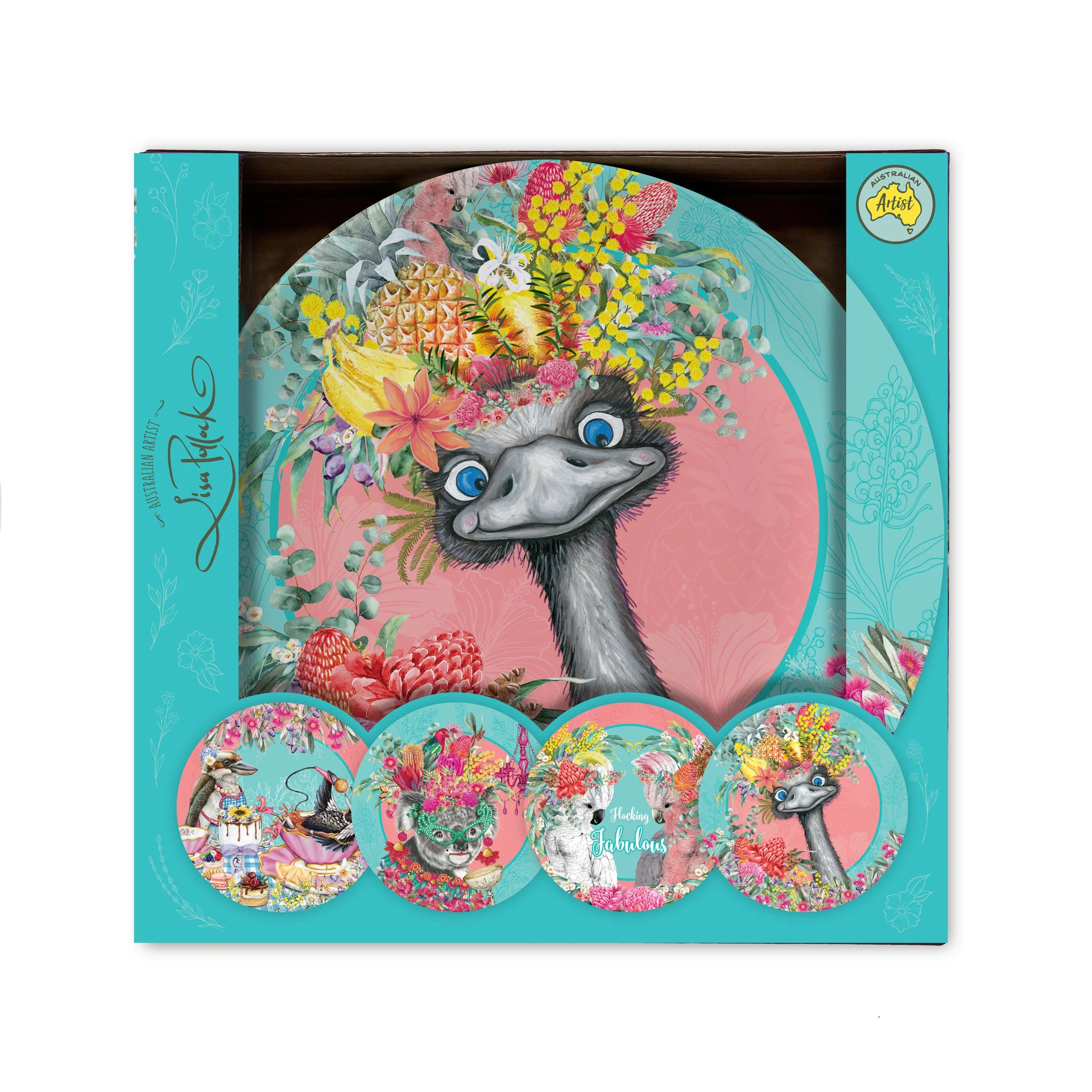 Lisa Pollock Melamine Plate Set – Aussie Animals