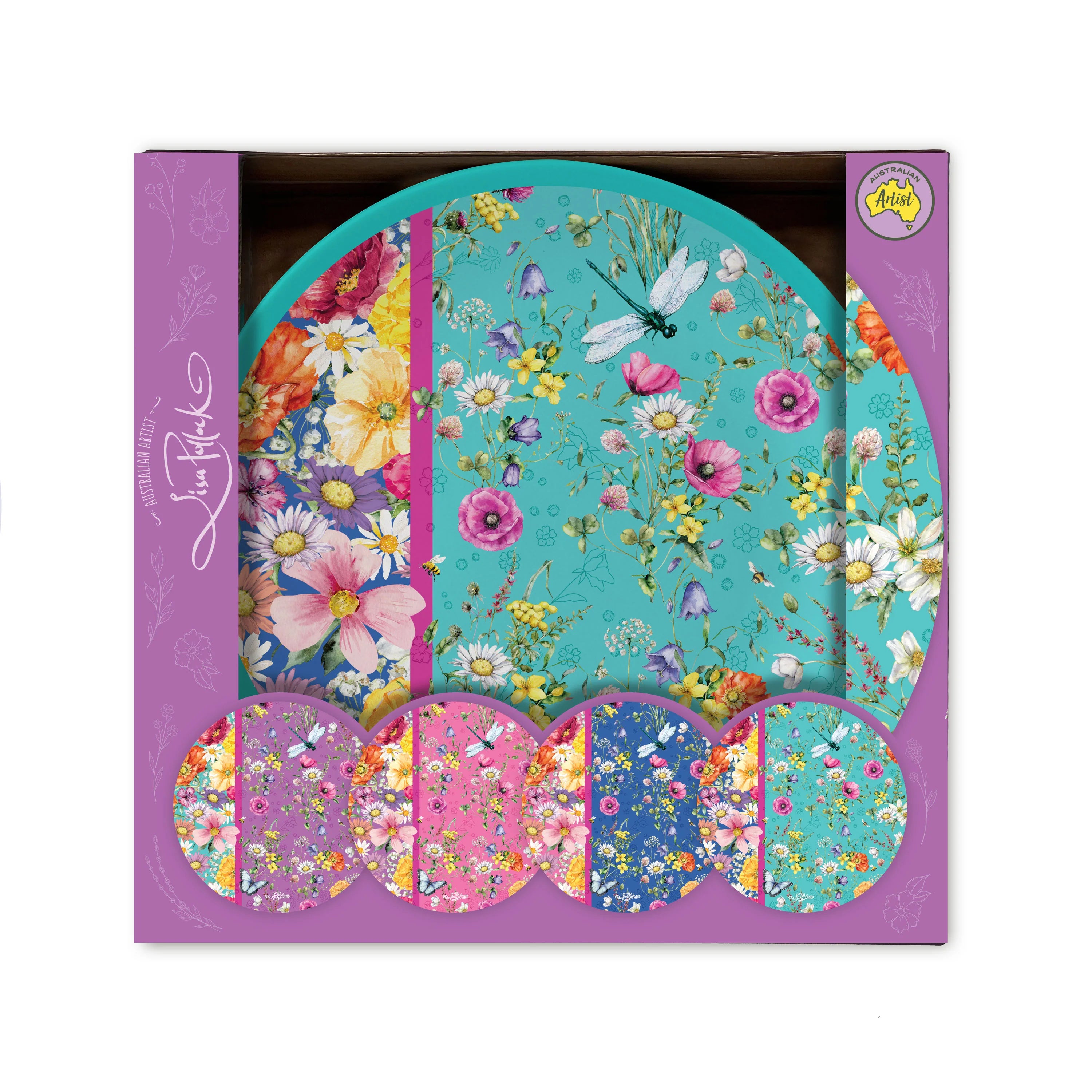 Lisa Pollock Melamine 4 Plate Set – Wildflower Patch