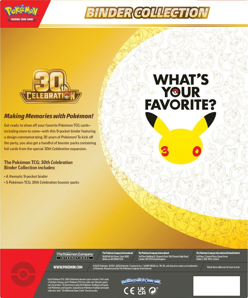 Pre-Order Pokémon TCG: 30th Celebration Binder Collection