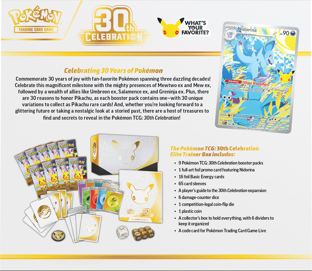 Pre-Order Pokémon TCG: 30th Celebration Elite Trainer Box - Releasing September