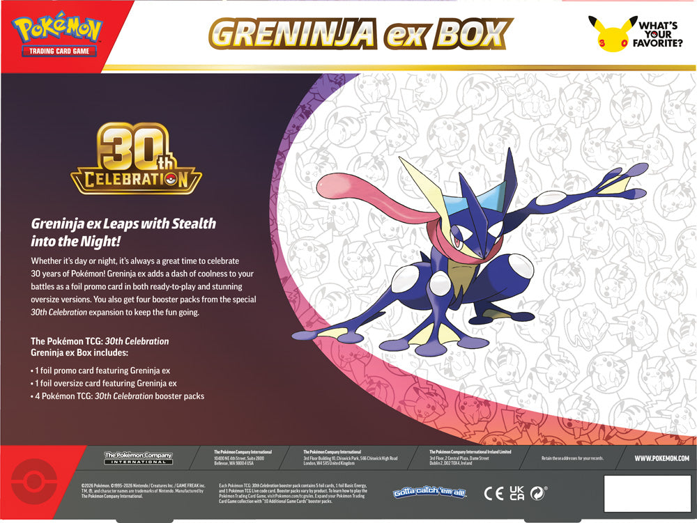 Pre-Order Pokémon TCG: 30th Celebration Sylveon ex Box / Greninja ex Box Assorted