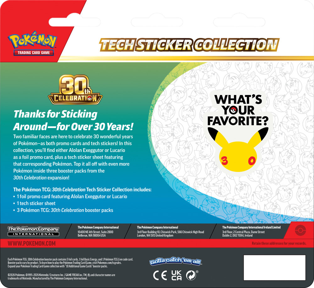 Pre-Order Pokémon TCG: 30th Celebration Tech Sticker Collection
