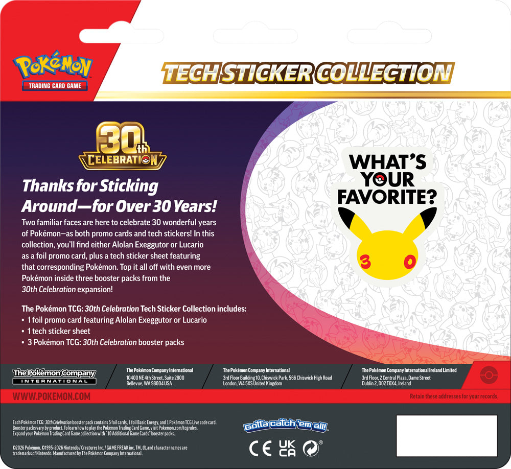 Pre-Order Pokémon TCG: 30th Celebration Tech Sticker Collection