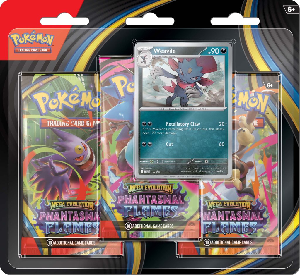 Pokemon TCG: Mega Evolution - Phantasmal Flames Three Booster Blister Assorted