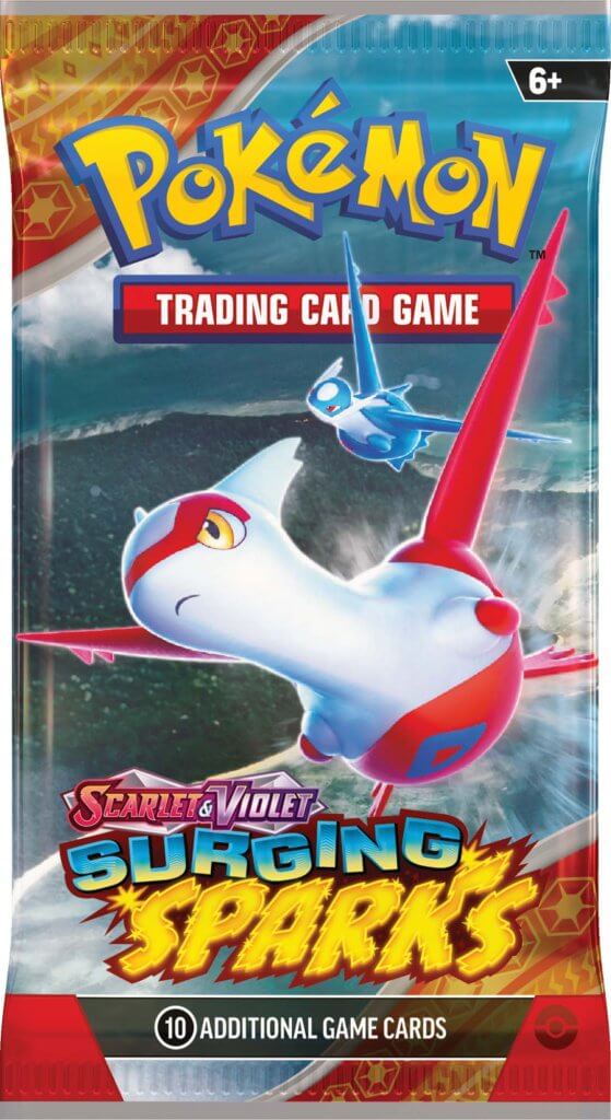 Pokémon TCG Surging Sparks booster pack with Latias artwork