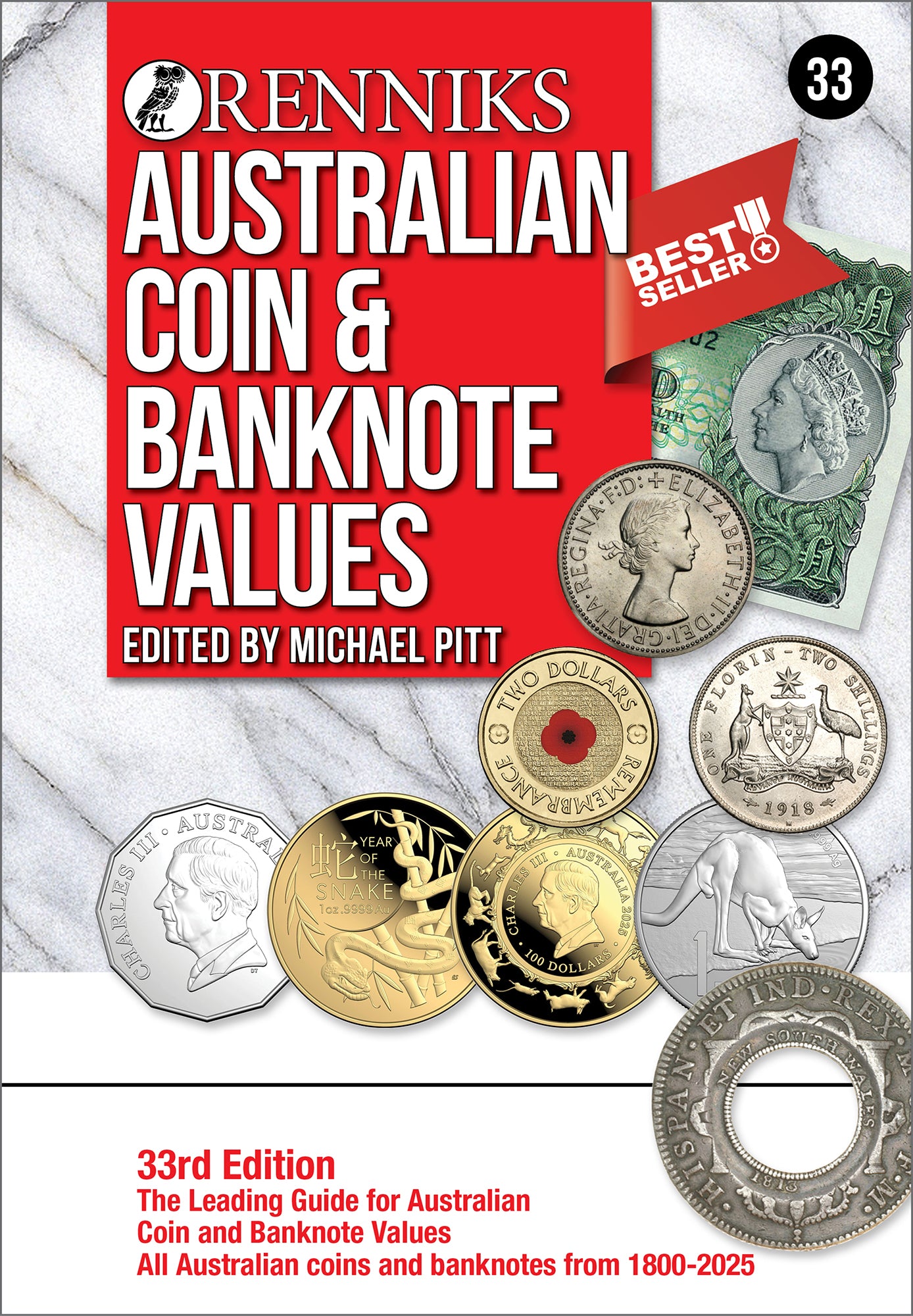 Renniks Australian Coin & Banknote Values 33rd Edition 2025 (Hardcover) - Official Numismatic Guide 1800-2025